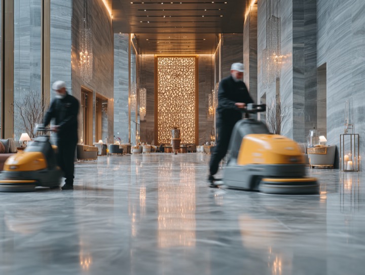 Curățenie profesională într-un lobby premium
